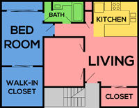 This image is the visual schematic representation of Plan A in Mountain View Apartments.