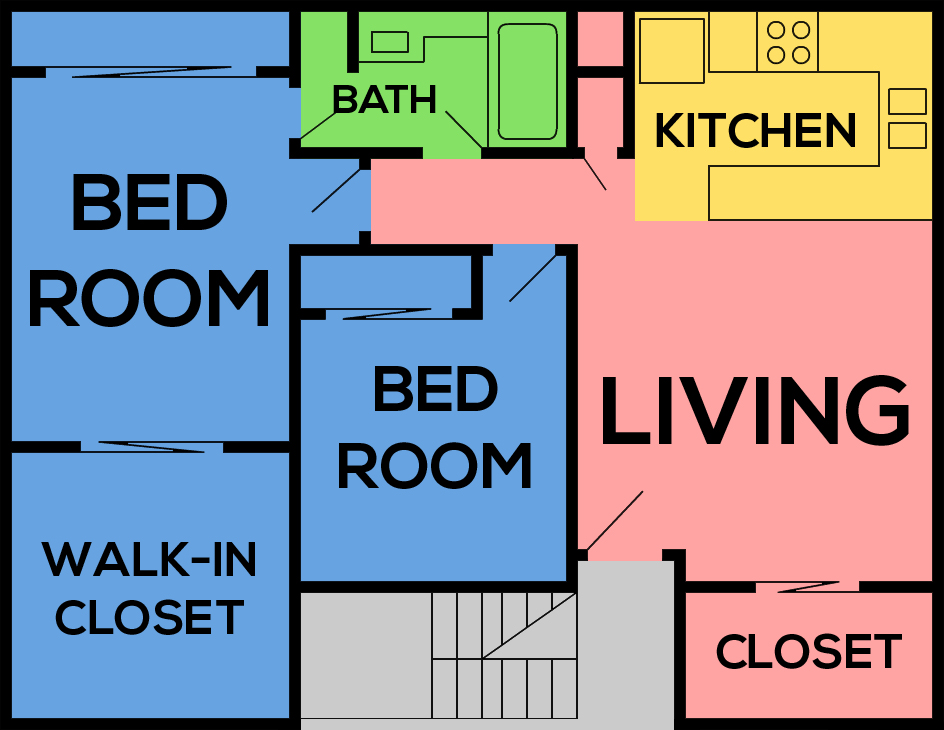 This image is the visual schematic representation of 'Plan B' in Mountain View Apartments.